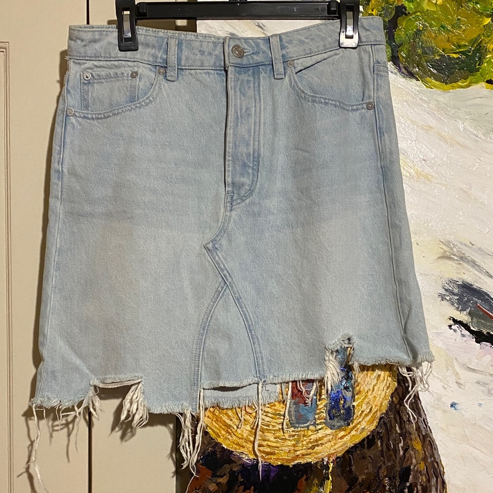 Free People Distressed Denim Skirt